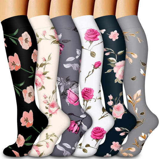 Bluemaple Compression Socks for Women & Men Circulation (6 Pairs) 15-20 mmHg is Best Support for Athletic Running Cycling