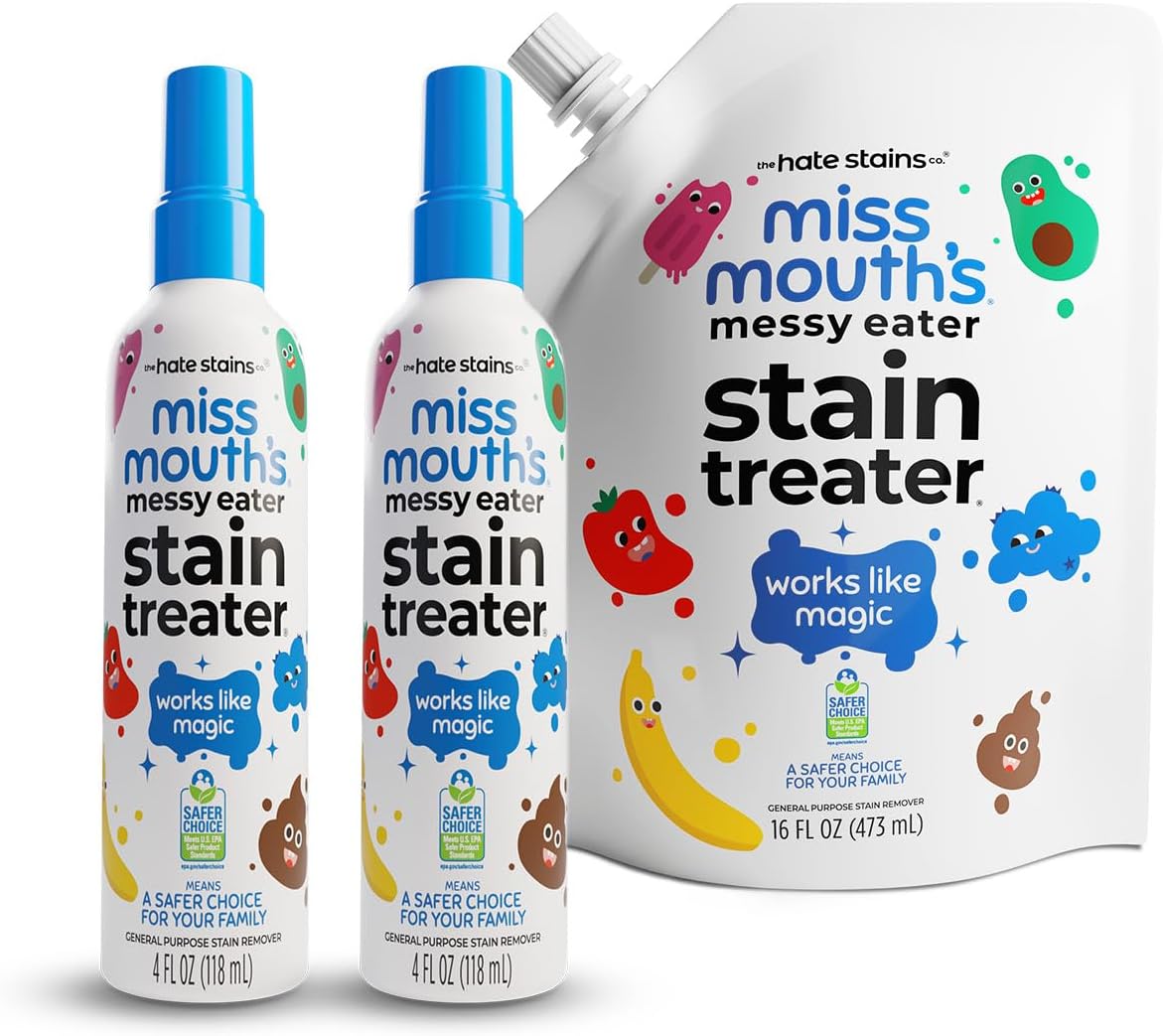 Miss Mouth's Messy Eater Stain Treater - 2 Pack Stain Remover Spray and 16oz Refill Pouch