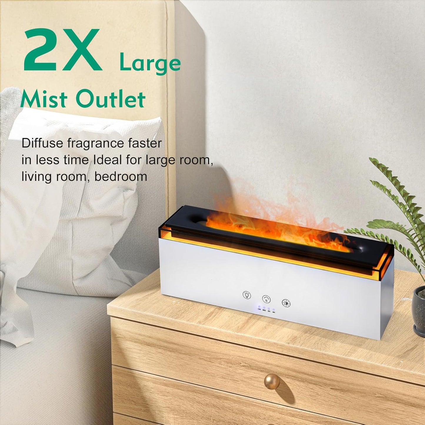 NEWYID Essential Oil Diffuser, Ultrasonic Full Touch Screen Flame Diffuser Humidifier with 17 LED Lights& 4 Timer Waterless Auto-Off, Aroma Diffuser for Large Room Home-White