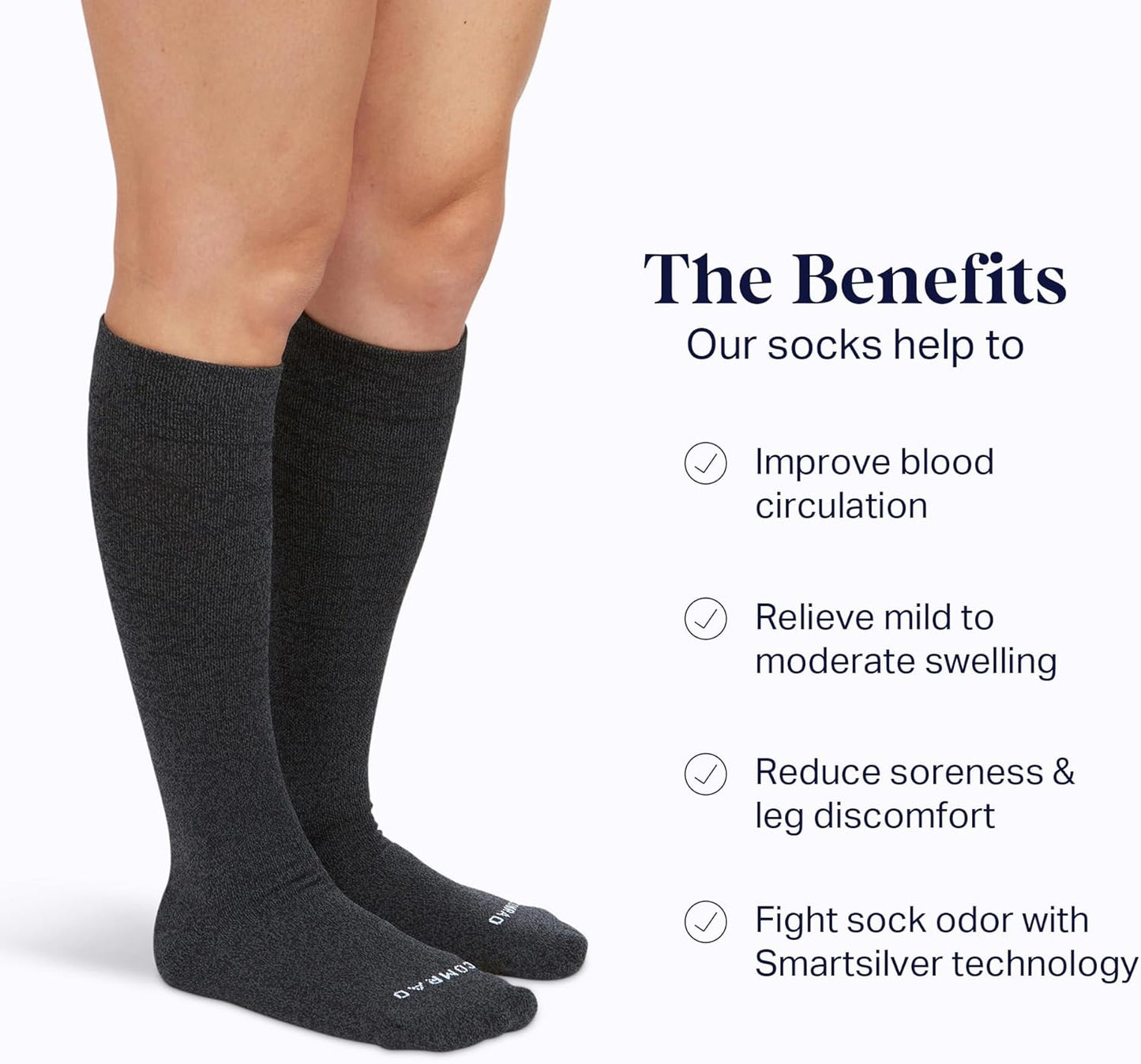 Comrad Nylon Knee High Socks - 15-20mmHg Graduated Compression Socks - Soft & Breathable Support Unisex Socks