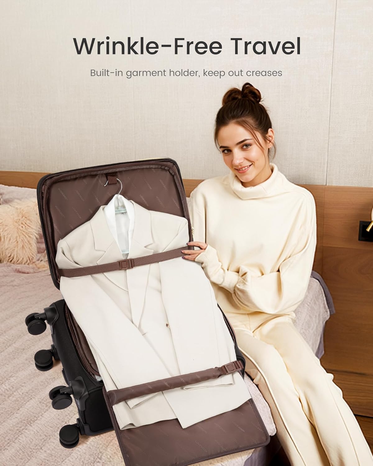 LOVEVOOK Carry on Luggage 22x14x9 Airline Approved, 22 Inch Large Rolling Suitcase, Spinner Wheels & TSA Lock, 49L Softside Lightweight Underseat Carryon Luggage for Women Men Travel