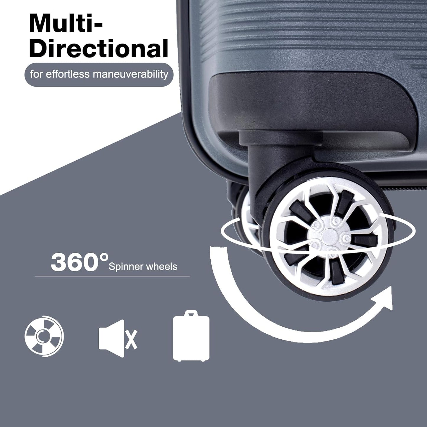 Luggage 3 Piece Sets Suitcase Set with Double Spinner Wheels, Lightweight Carry On Hardside Travel Luggage with TSA Lock, (20/24/28) (Gray)