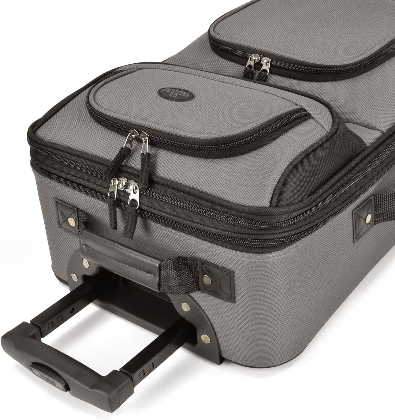 U.S. Traveler Lightweight Rolling 20" Carry On Luggage Softside Suitcase, Grey, 2-Wheel Single