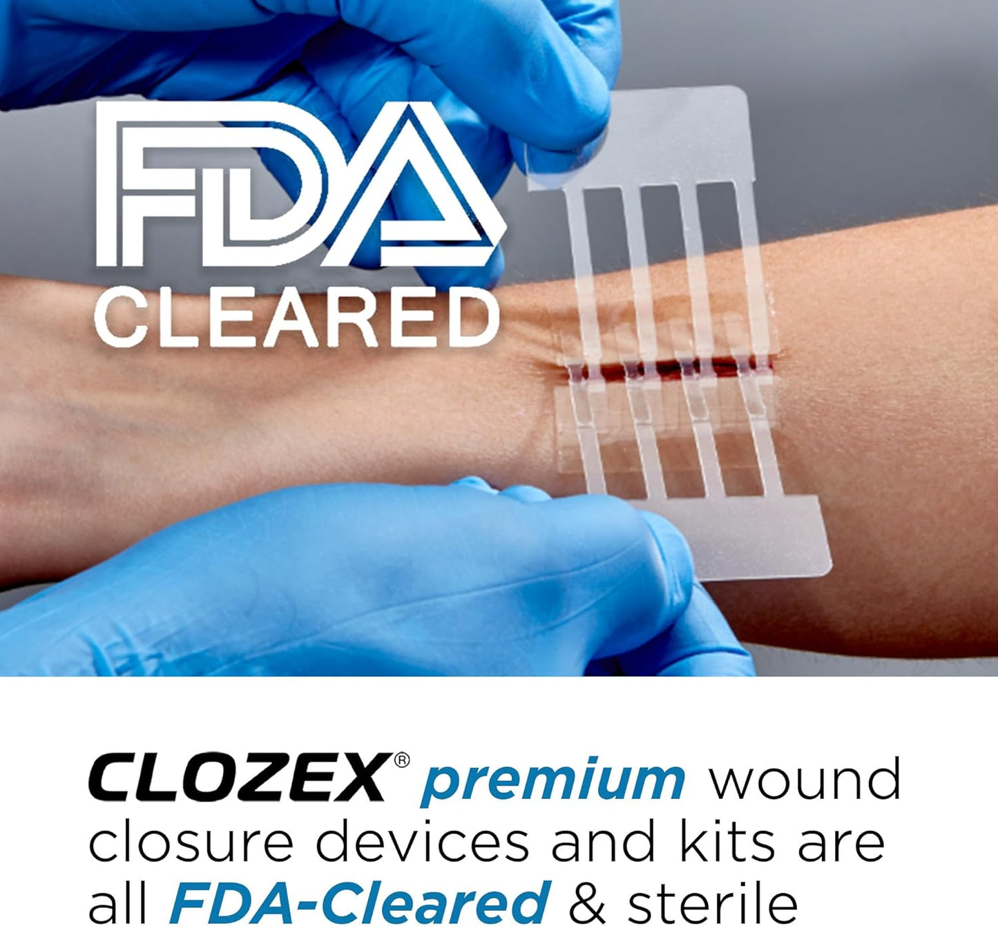 Clozex Complete Emergency Laceration Kit - Repair Wounds Without Stitches, FSA HSA Eligible Skin Clean Cover Closure Device for 2 Individual Or Combine for 2 1/2 in. Length