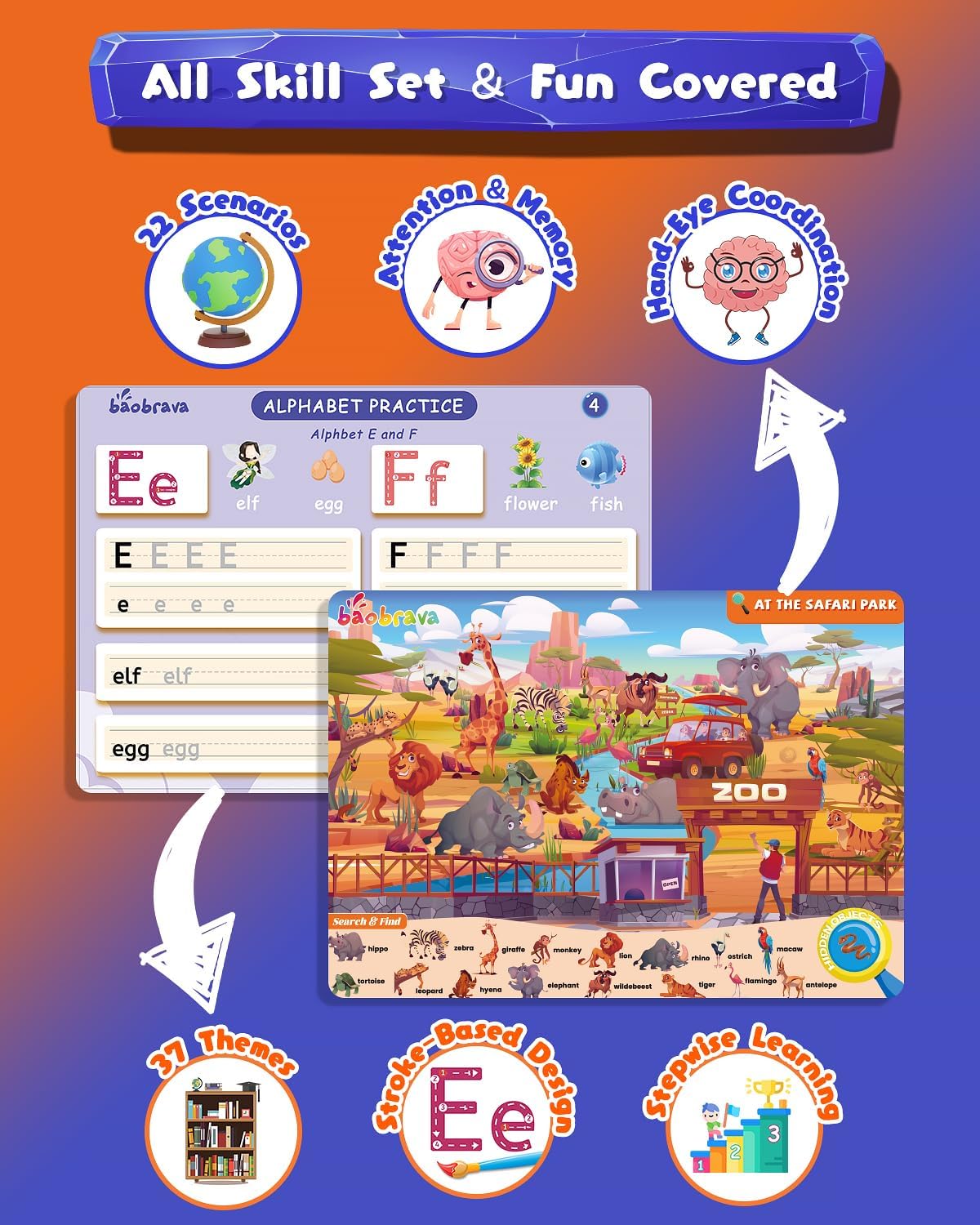 Search and Find Book and Handwriting Practice Books Set, More Than 50+ Preschool Learning Activities for Toddler and Kids 3-8, Travel Games for Road Trip Car Airplane, Christmas Birthday Gift for Kids