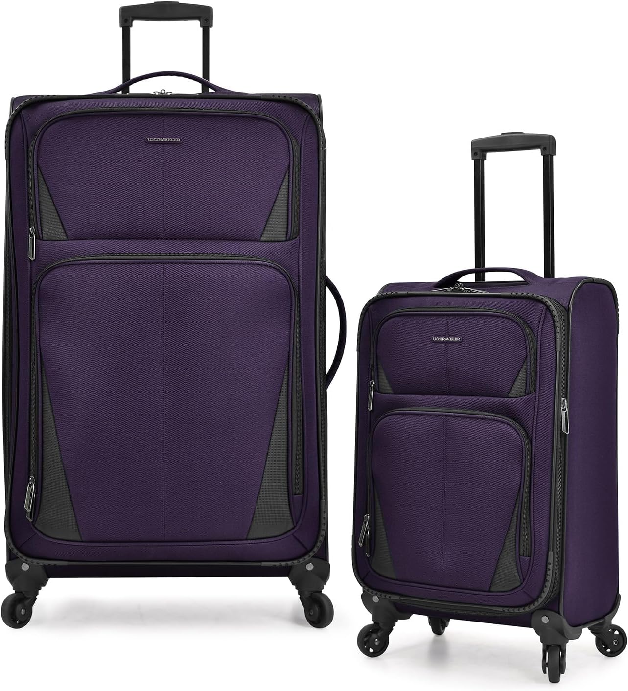 U.S. Traveler Aviron Bay Expandable Softside Luggage with Spinner Wheels, Purple, 2-Piece Set