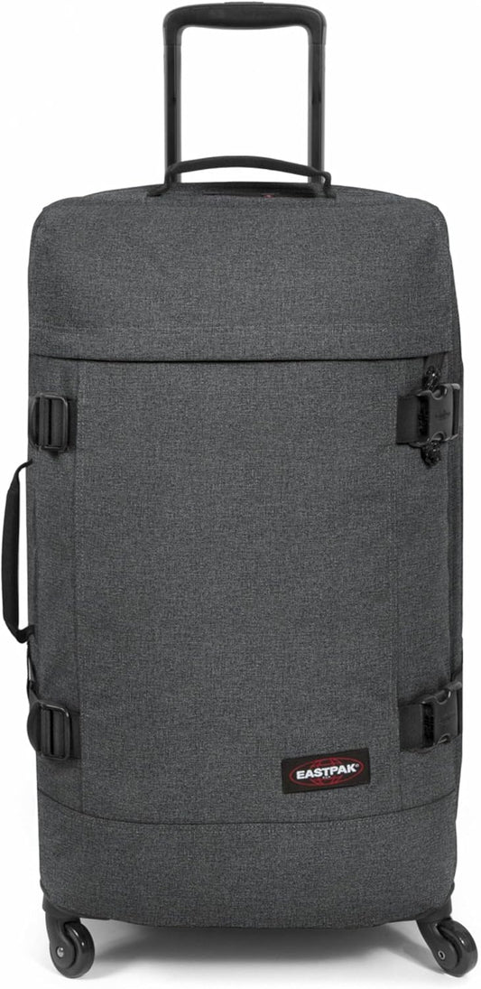 EASTPAK Trans4 M – 68L Large Wheeled Luggage with Dual Compartments, TSA Lock, 360° Spinner Wheels, and Diamond-Embossed Handle, Black Denim