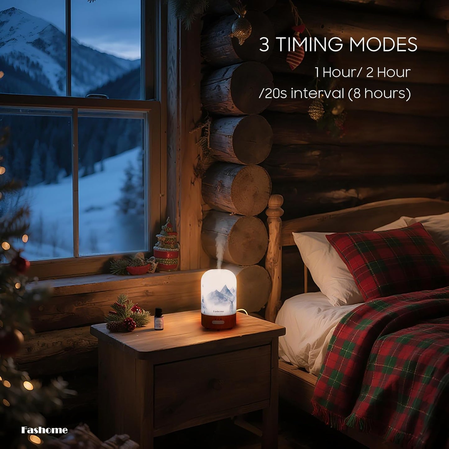 Essential Oil Diffuser with Lavender Oil, 100ml Ultrasonic Aromatherapy Humidifier, 6 in 1 Scent Vaporizer with Timer and Auto-Off (Winter-Lavender)