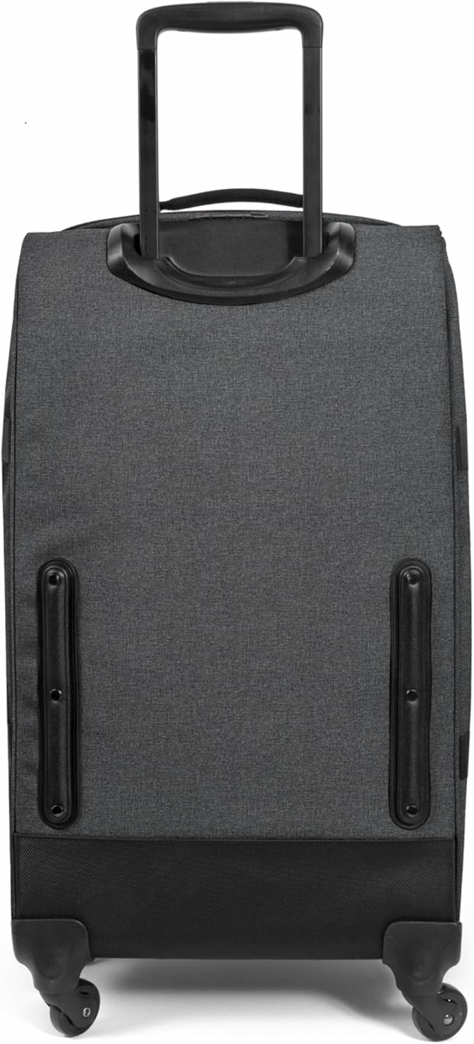 EASTPAK Trans4 M – 68L Large Wheeled Luggage with Dual Compartments, TSA Lock, 360° Spinner Wheels, and Diamond-Embossed Handle, Black Denim