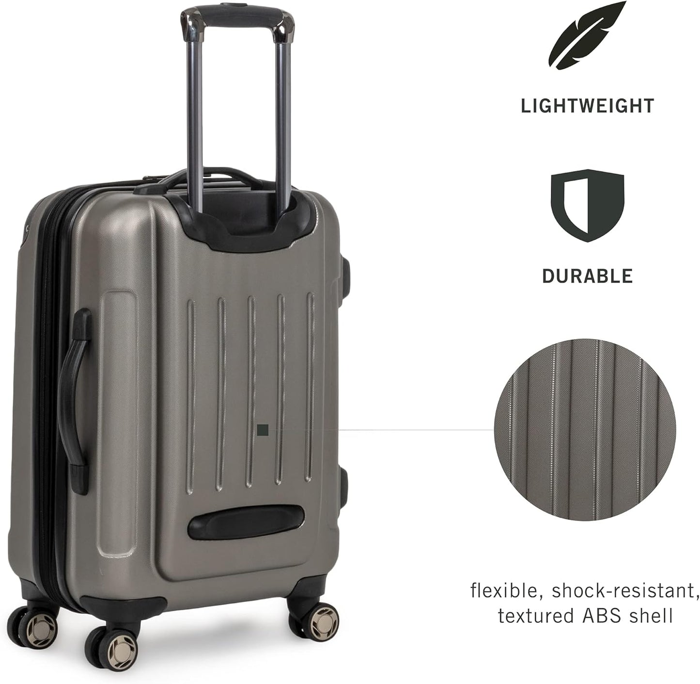 Kenneth Cole REACTION Renegade Luggage Expandable 8-Wheel Spinner Lightweight Hardside Suitcase, Silver, 3-Piece Set (20"/24"/28")