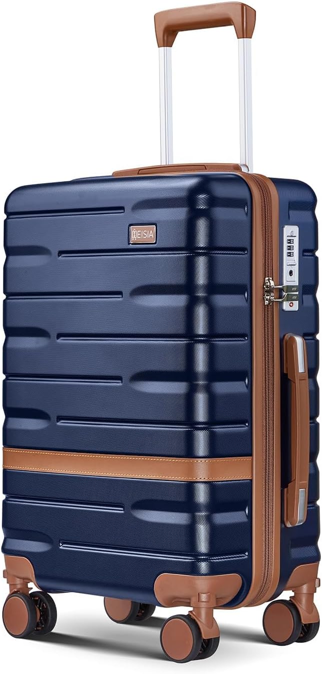 Carry On Luggage Sets,20 Inch Carry-on Suitcase with Spinner Wheels,PC+ABS Lightweight Hardshell with TSA lock,Airline Approved YKK Zippers (navy)
