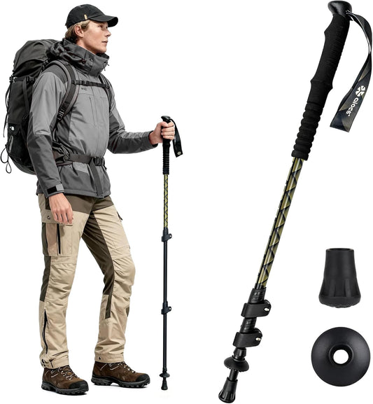 Alocs Lightweight Walking Stick - 7075 Aluminum Hiking Stick - Collapsible Trekking Hiking Pole with Flip Locks and EVA Grip - Backpacking Gear for Camping, Climbing, Emergency