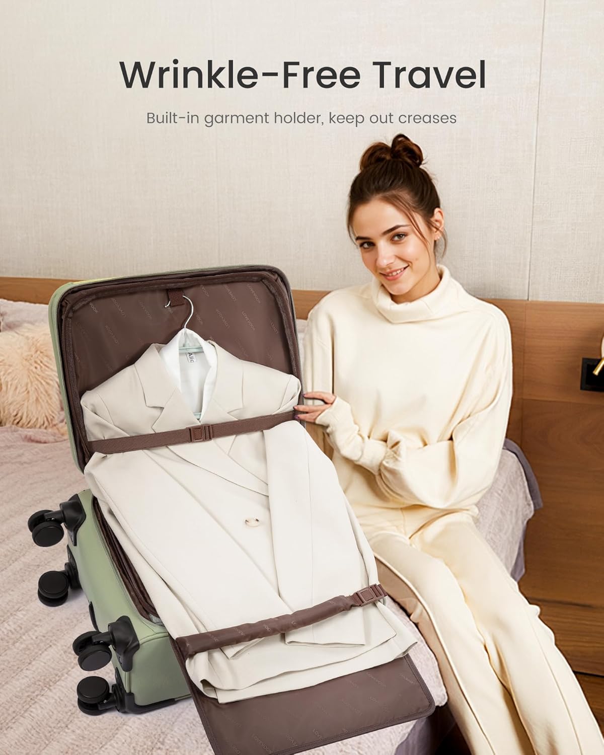 LOVEVOOK Carry on Luggage 22x14x9 Airline Approved with Garment Folder & Spinner Wheels, 22 Inch Large Rolling Carry-on Suitcase, Softside Lightweight Underseat Luggage for Women Travel Overnight, 49L