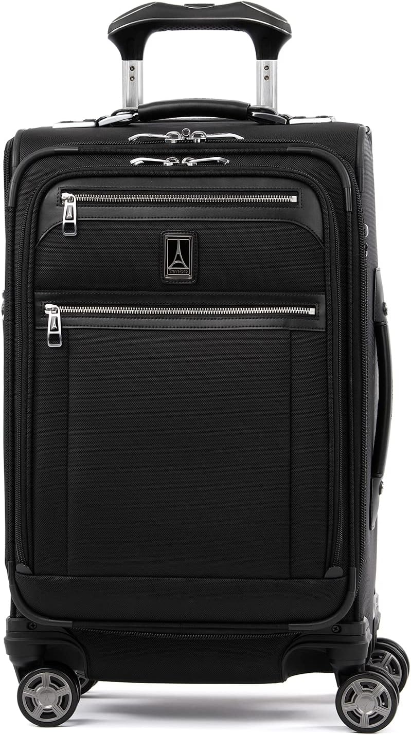 Travelpro Platinum Elite Softside Expandable Carry on Luggage, 8 Wheel Spinner Suitcase, USB Port, Suiter, Men and Women, Shadow Black, Carry On 21-Inch