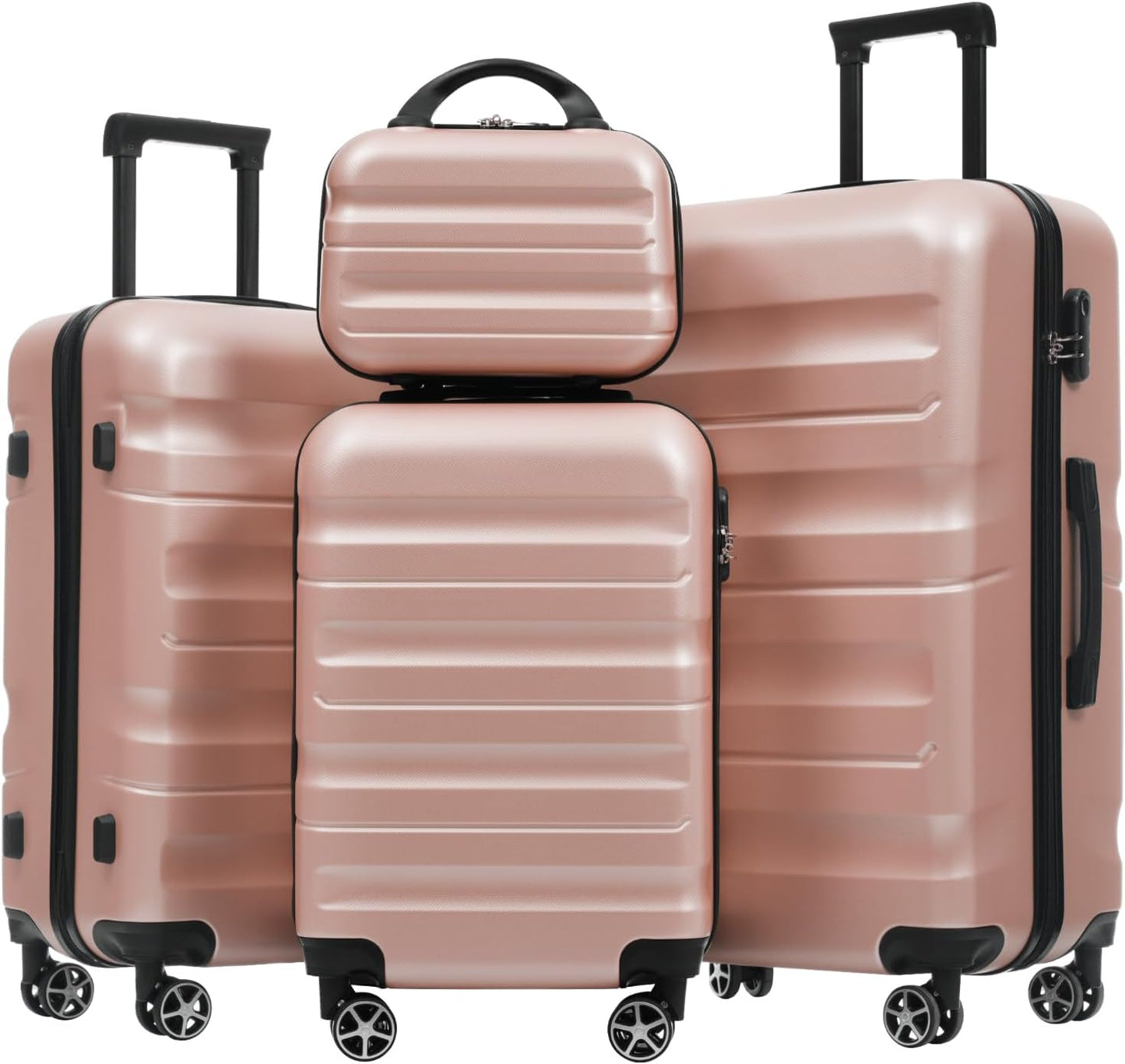 Merax Luggage Set 4 Piece, Hardshell ABS Suitcases with 8 Silent Spinner Wheels, Durable and Lightweight Travel Luggage for Family Trips