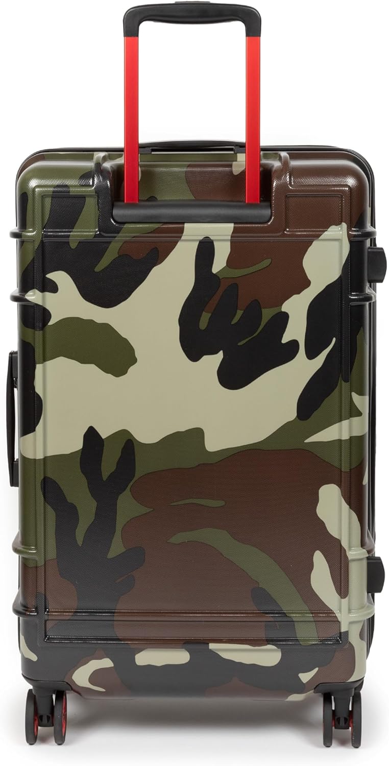 EASTPAK Resist'R Zip M – 63L Hardshell Suitcase with Dual Compartments, TSA Lock, Silent 360° Spinner Wheels & Water-Resistant Design, Camo