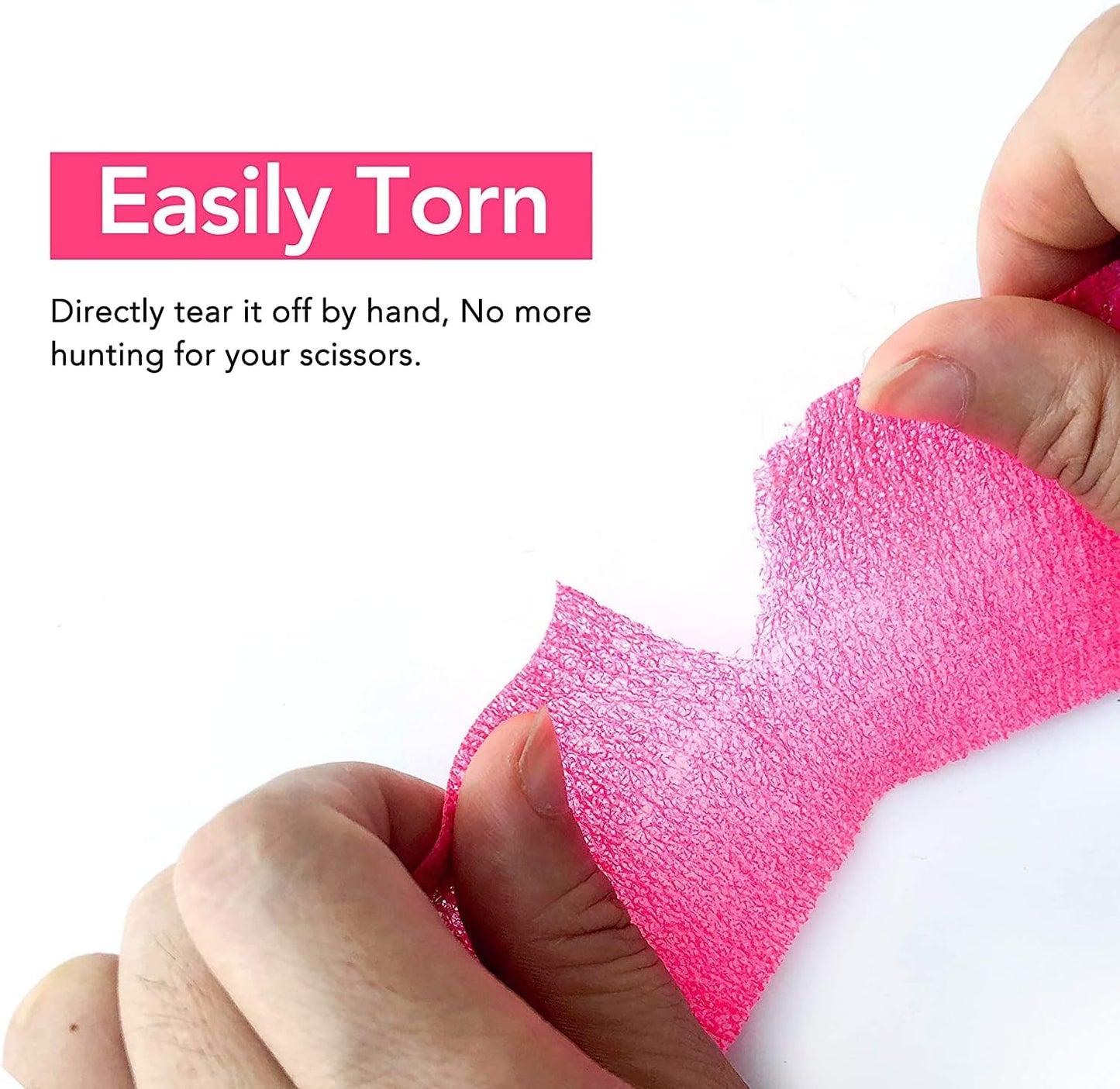 RISEN Cohesive Bandage 2” x 5 Yards, 6 Rolls, Self Adherent Wrap Medical Tape, Adhesive Flexible Breathable First Aid Gauze Ideal for Stretch Athletic