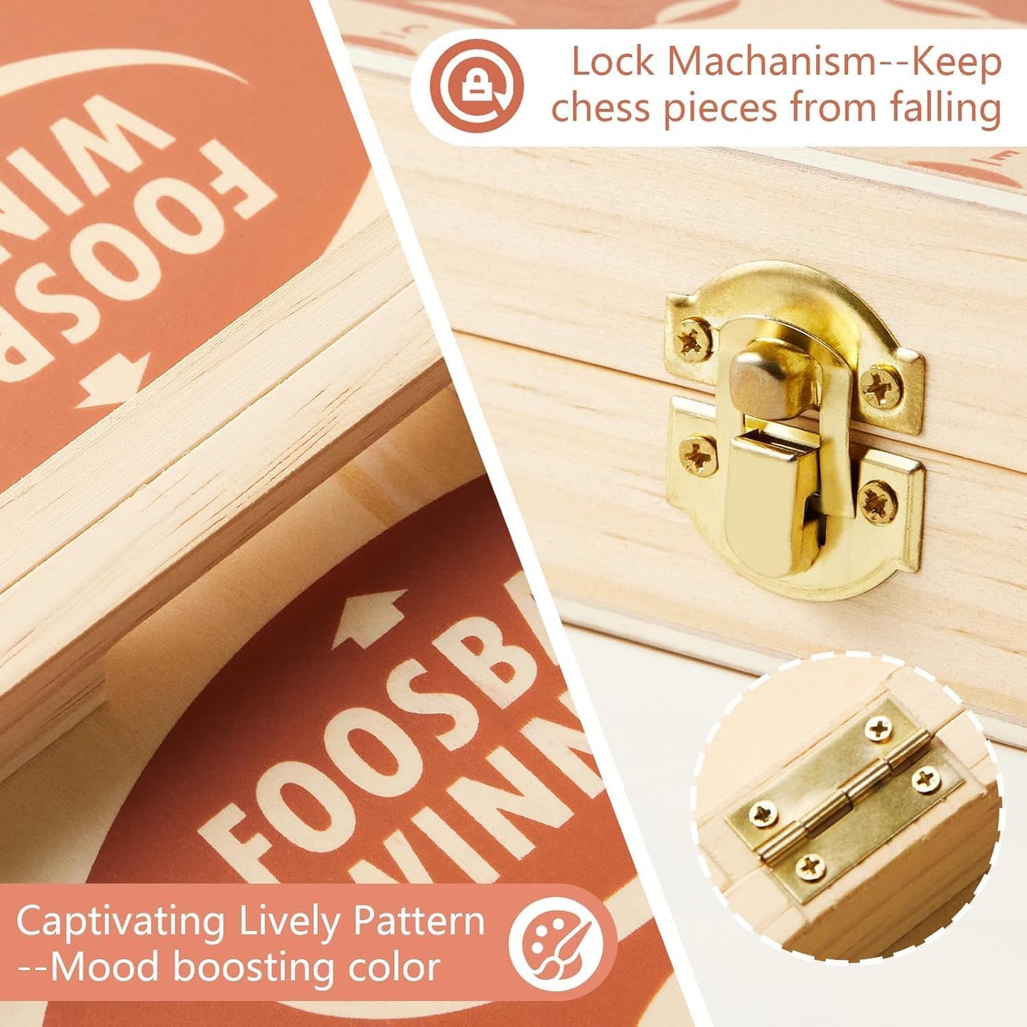 RM ROOMERS 4 in 1 Large Wooden Fast Sling Puck Games Set for Adults,Chess, Checkers,Tic Tac Toe,Portable Folding Travel Tabletop Board Game Sets,Interactive Families Game Night Toy Slingshot