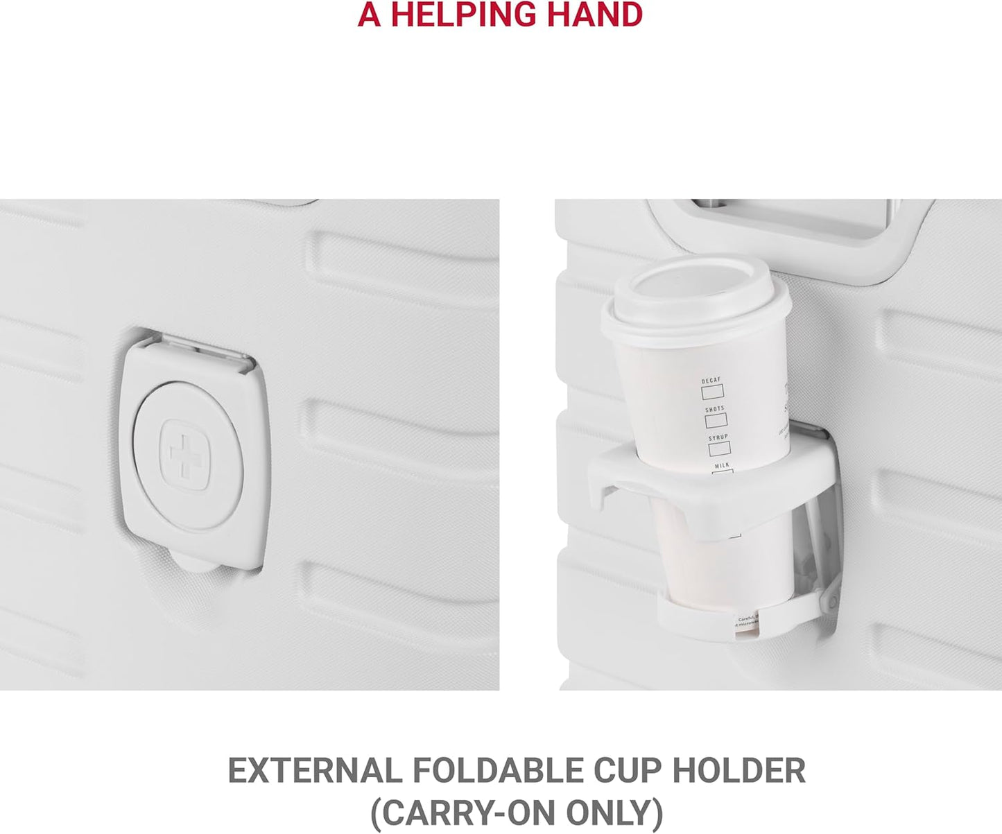 SwissGear 7366 Signature Hardside Expandable Luggage with Spinner Wheels, TSA Lock, Cup-Holder, White, Carry-On 19-Inch