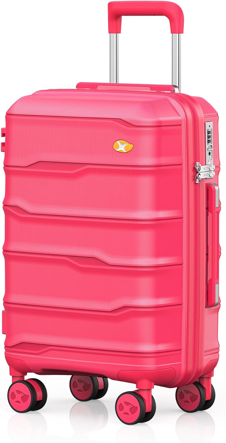 MGB Carry On Luggage 22x14x9 Airline Approved, 20 Inch Lightweight Suitcase Carry On Luggage with Spinner Wheels TSA Lock for Travel Women Men (Amaranth Red)