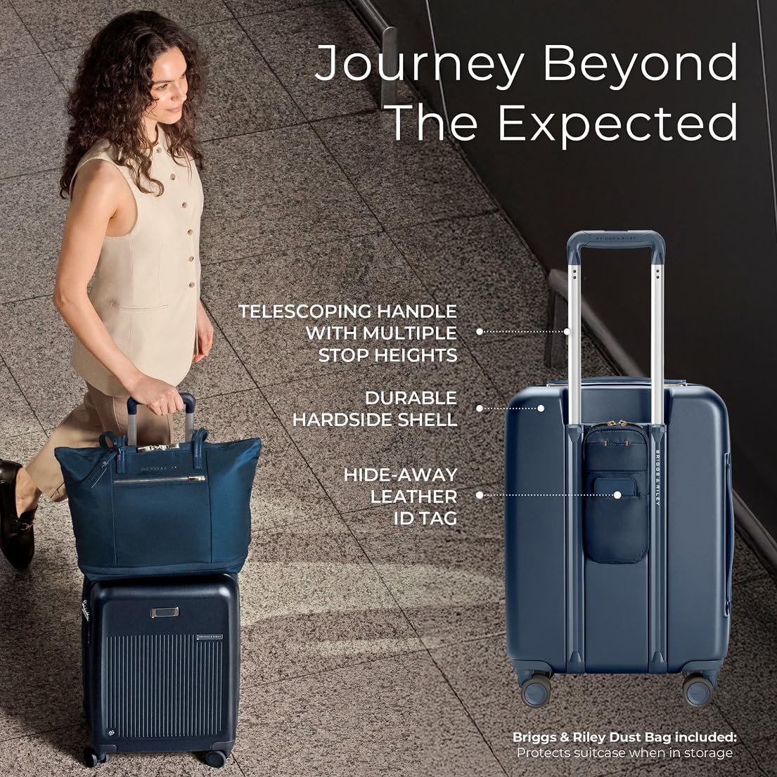 Briggs & Riley 21" Global Carry On Expandable Spinner - Luggage for Travel, Suitcases with Wheels, Hardside Rolling Bag for Men & Women, Self-Repairing Zipper - Sympatico Collection, Navy