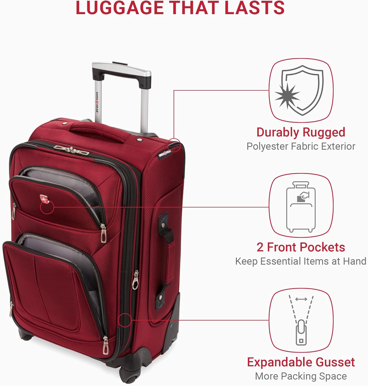 SwissGear Sion Softside Expandable Luggage, Burgundy, Carry-On 21-Inch