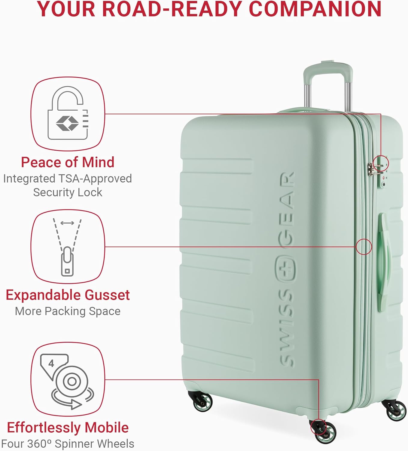 SwissGear 7366 Signature Hardside Expandable Luggage with Spinner Wheels, TSA Lock, Clearly Aqua, Checked-Large 27-Inch