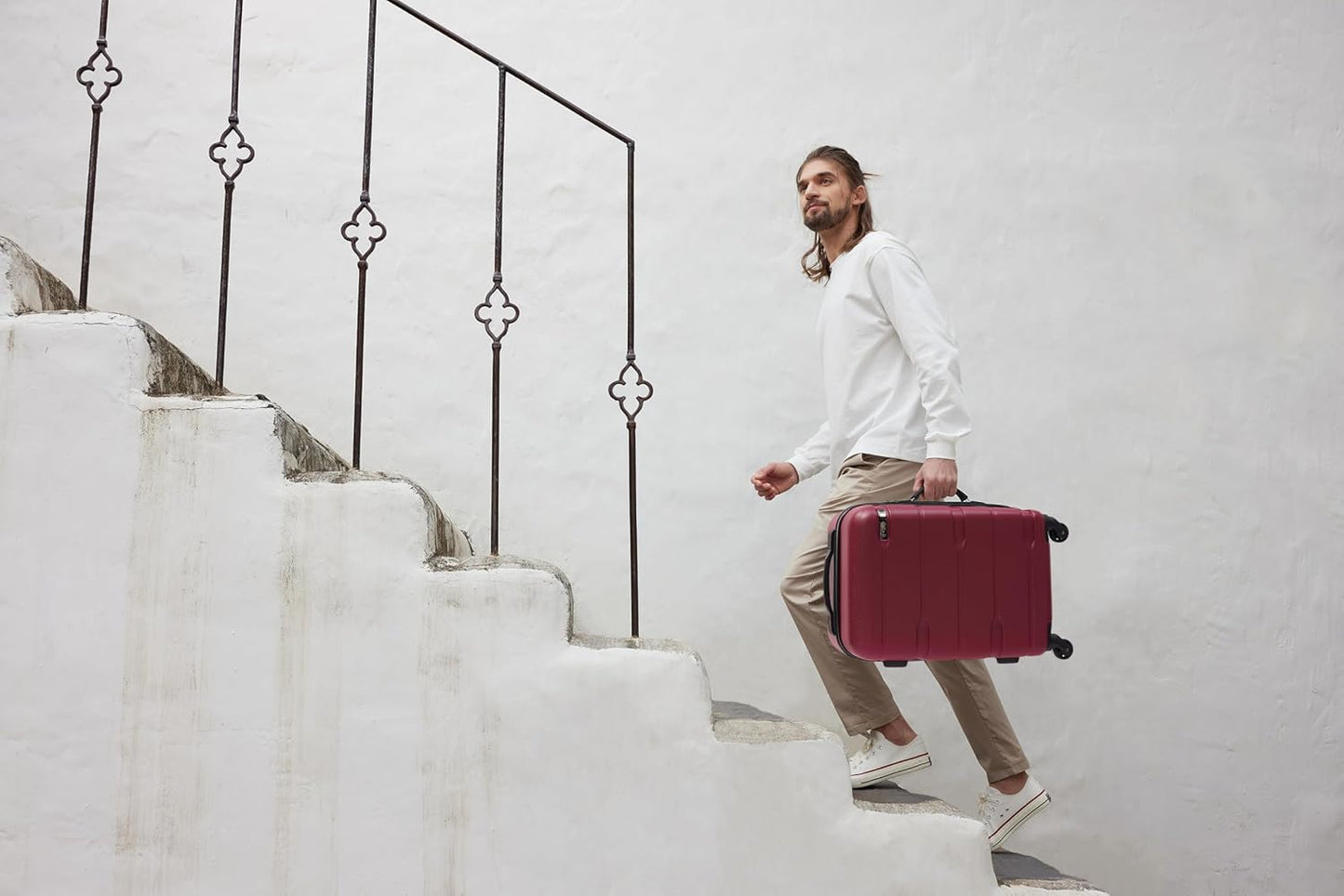 Coolife Luggage PC+ABS Hardshell Suitcase with TSA Lock, Spinner Carry On Lightweight (Radiant Pink, 20in)