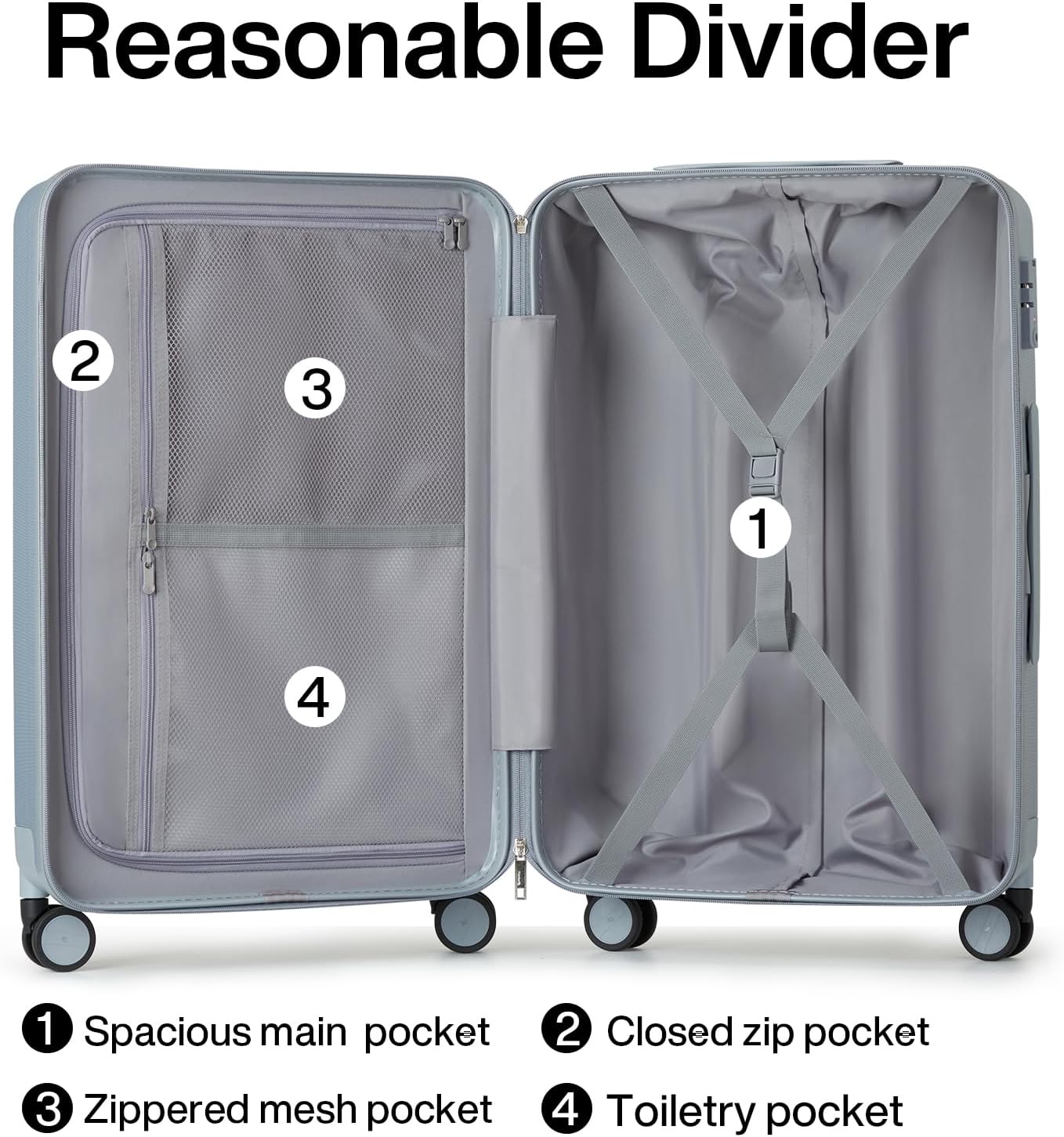 Hanke 20 Inch Carry On Luggage 22x14x9 Airline Approved Lightweight PC Hard Shell Suitcases with Wheels Travel Luggage Rolling Suitcase Travel Luggage Bag for Weekender(Gray)