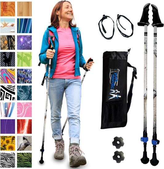 York Nordic Motivator Walking Poles for Balance and Rehab - Patented Stability Grips - Lightweight, Adjustable, and Collapsible - 2 Pieces Adjustable w/flip Locks - Heights 4'6" up to 6'2" - 230 lbs