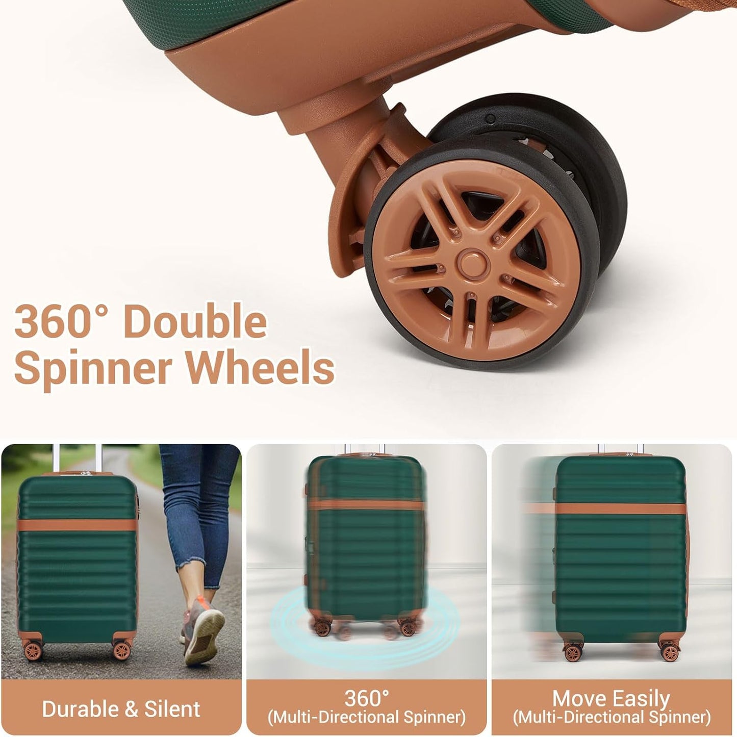 Kono Expandable 28 Inch Large Checked Luggage: ABS+PC Hardside Trolley Travel Case - Hard Shell Suitcase with TSA Lock,Green