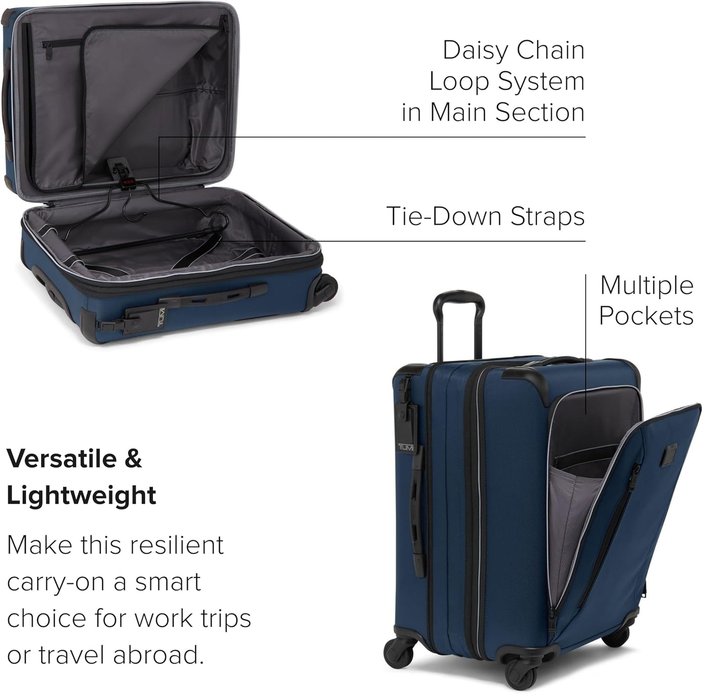 TUMI - Aerotour 4 Wheel Expandable Luggage - Men's and Women's Lightweight Business and Leisure Travel Suitcase - 21.75" Continental Expandable Carry-On, Navy