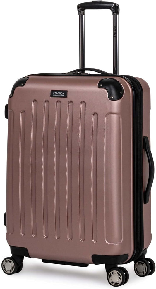 Kenneth Cole REACTION Renegade Luggage Expandable 8-Wheel Spinner Lightweight Hardside Suitcase, Rose Gold, 24-Inch Checked