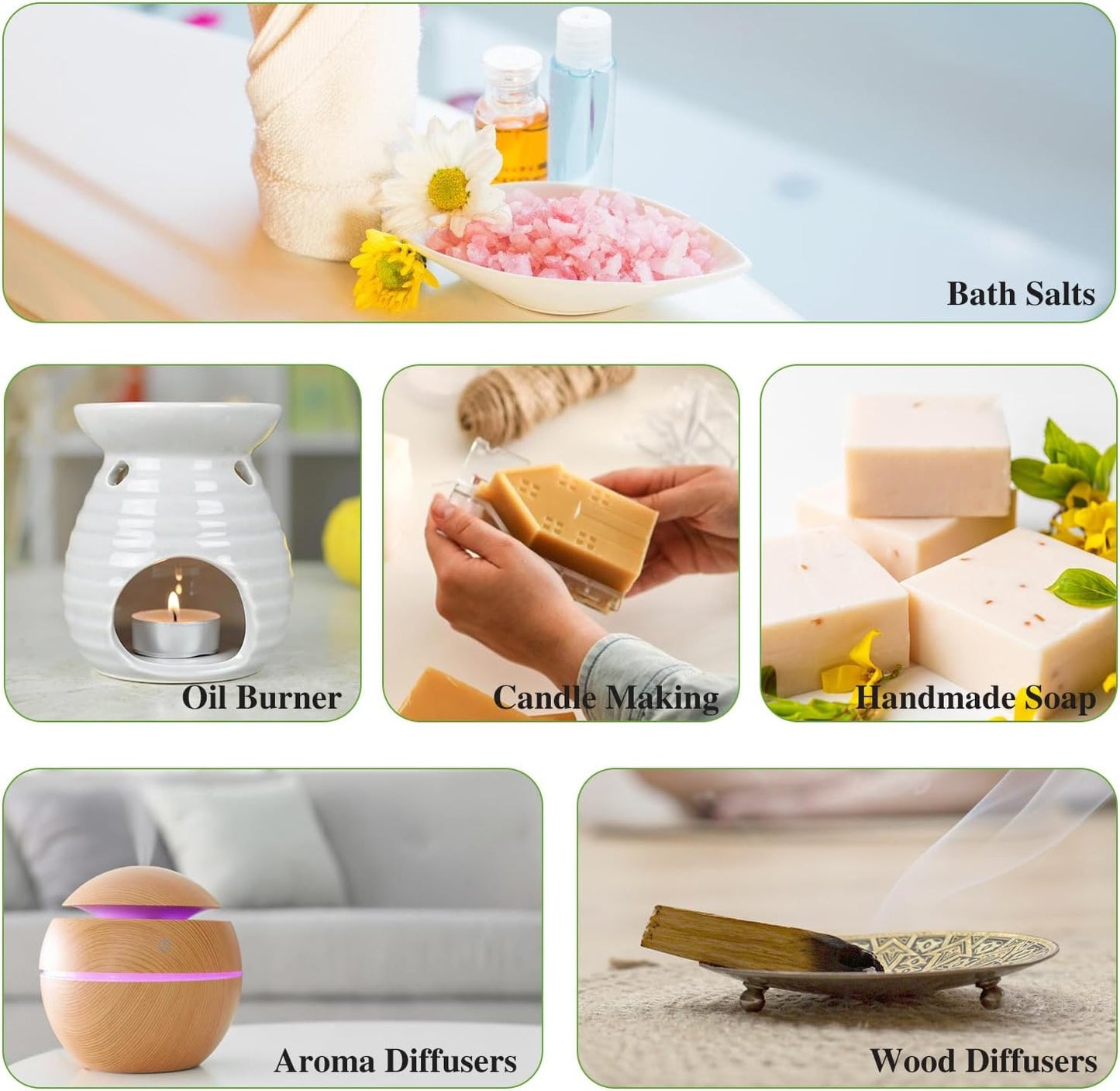 PHATOIL 10pc Fruity Fragrance Oil Set - Coconut, Cherry, Apple, Strawberry, Mango Candle & Soap Scents, Diffuser Oil Set