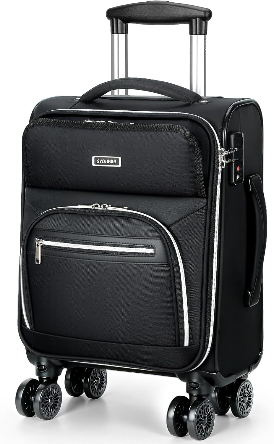 Underseat Carry On luggage Airline approved, 16-inch Softside Underseater Travel Suitcases with Wheels Lightweight Overnight Bag Small Rolling Carry-on for Women,Black