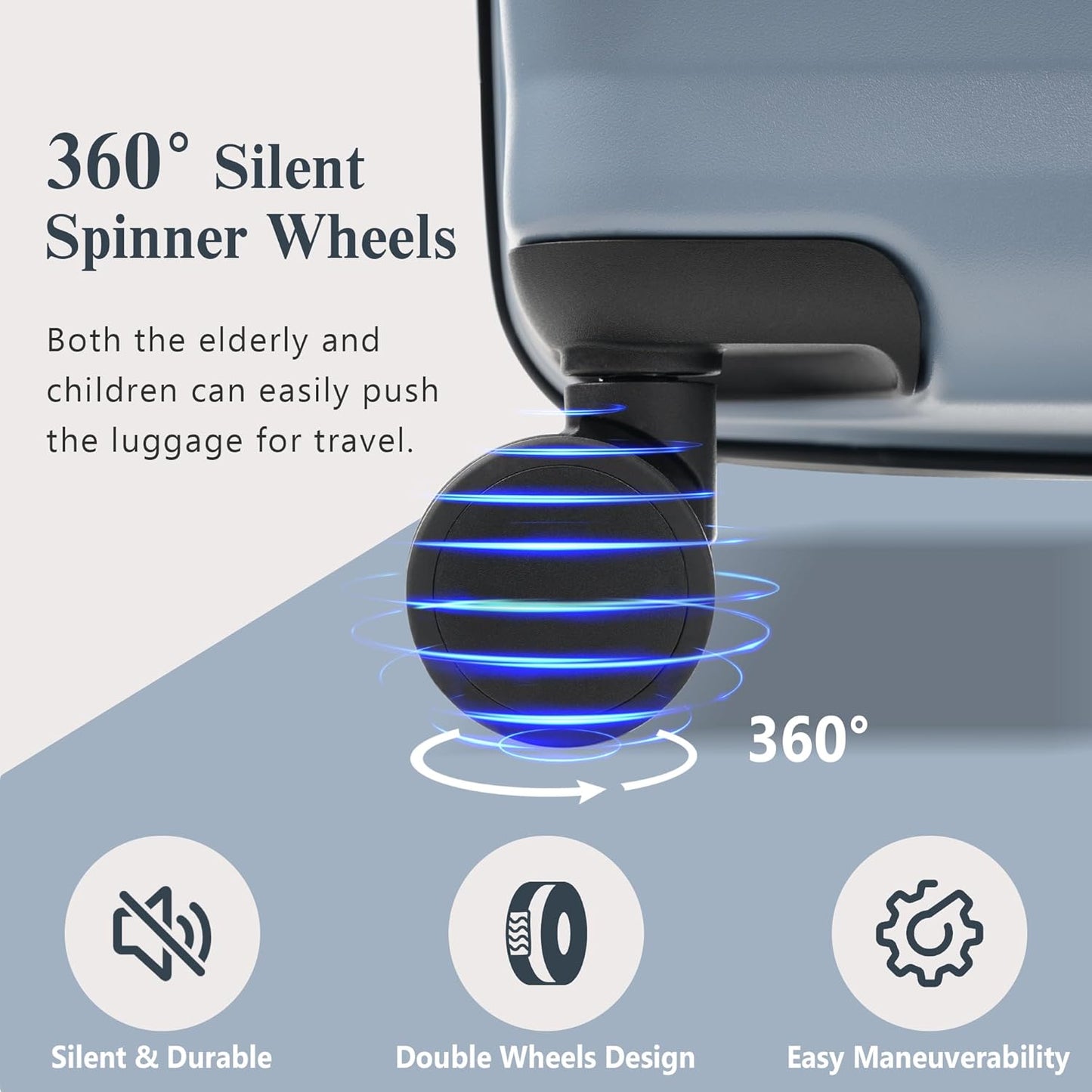 Merax Luggage Sets 3 Piece Front Opening, Hardside Lightweight Carry on Suitcase with Cup Holder USB Port,Durable Expandable Luggage with Bags Spinner Wheels and TSA Lock,Sky Blue