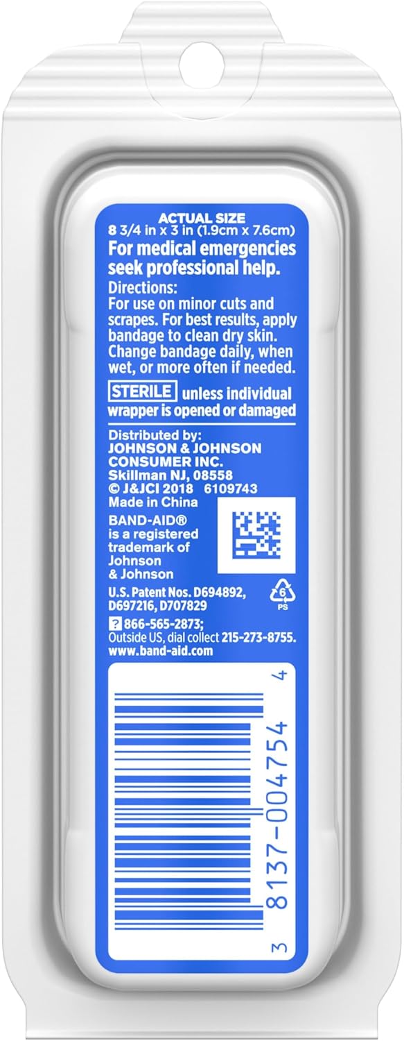 Band-Aid Brand Flexible Fabric Adhesive Bandages for Wound Care and First Aid, All One Size, 8 ct