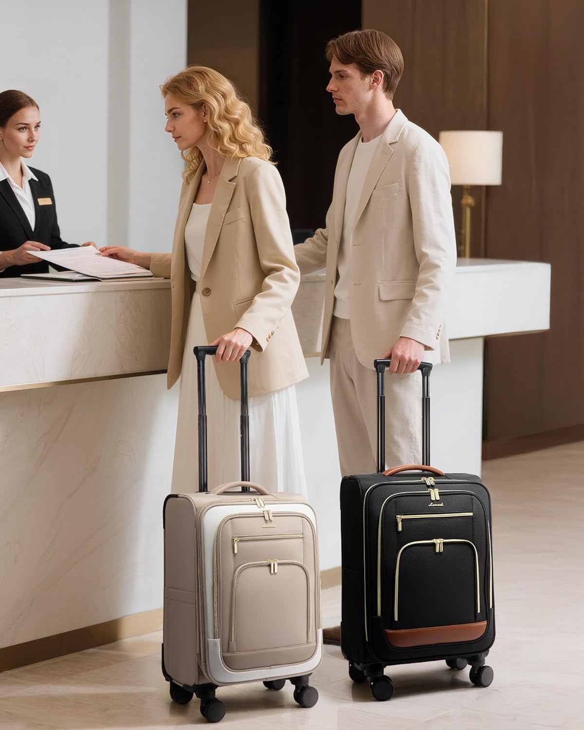 LOVEVOOK 49L Carry on Luggage 22x14x9 Airline Approved, 22 Inch Large Rolling Suitcase with Suit Folder & Spinner Wheels, Lightweight Underseat Carryon Luggage for Women Travel Business with TSA Lock