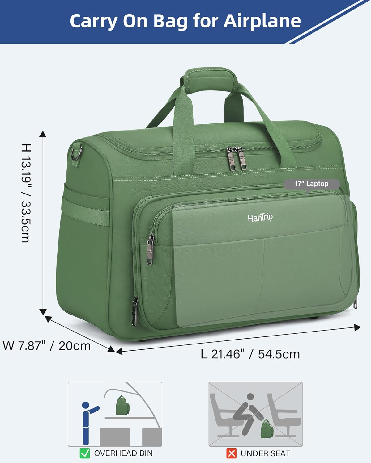 Carry on Duffel Bag Foldable Duffle Bags for Travel, Large Personal Item Bags for Airplanes, Weekender Overnight Mens Travel Tote Bag for Women Softside Carry on Luggage (Forest Green)
