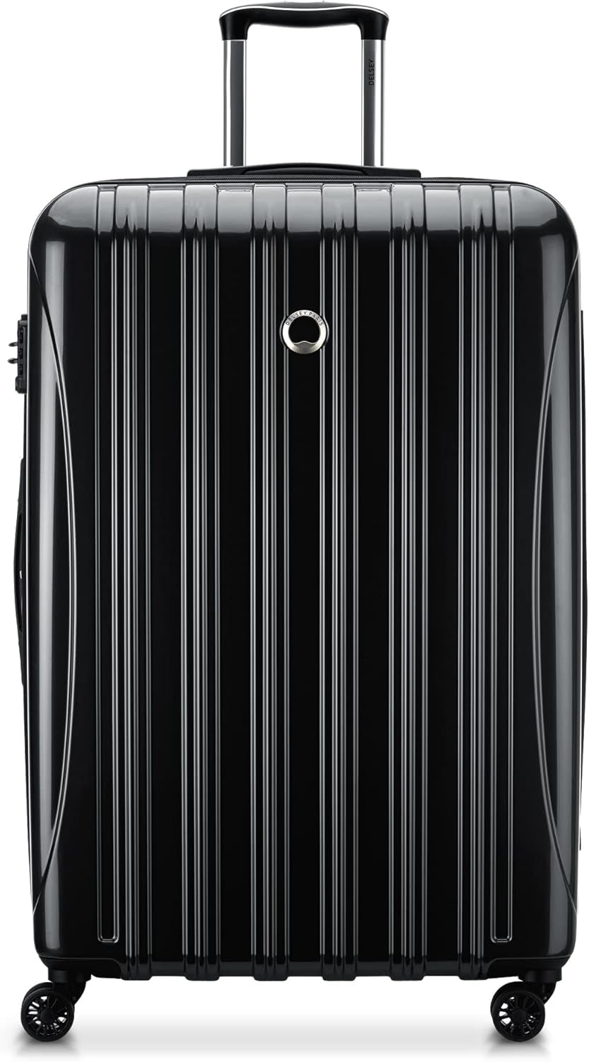 DELSEY PARIS Helium Aero Hardside Expandable Luggage with Spinner Wheels, Black, Checked-Large 28 Inch