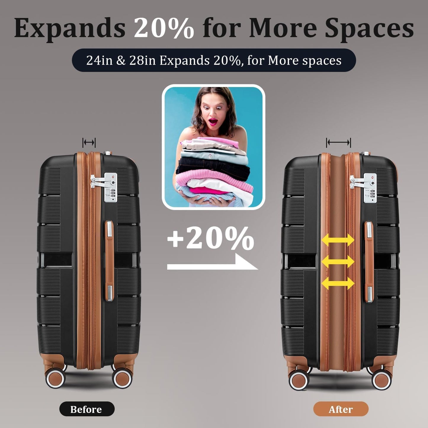 4-Piece Hardshell Luggage Set with TSA Locks, Expandable Suitcases and Silent Spinner Wheels - Vibrant Colors for Easy Identification (14/20/24/28 Inch) - Family Travel Suitcase Sets