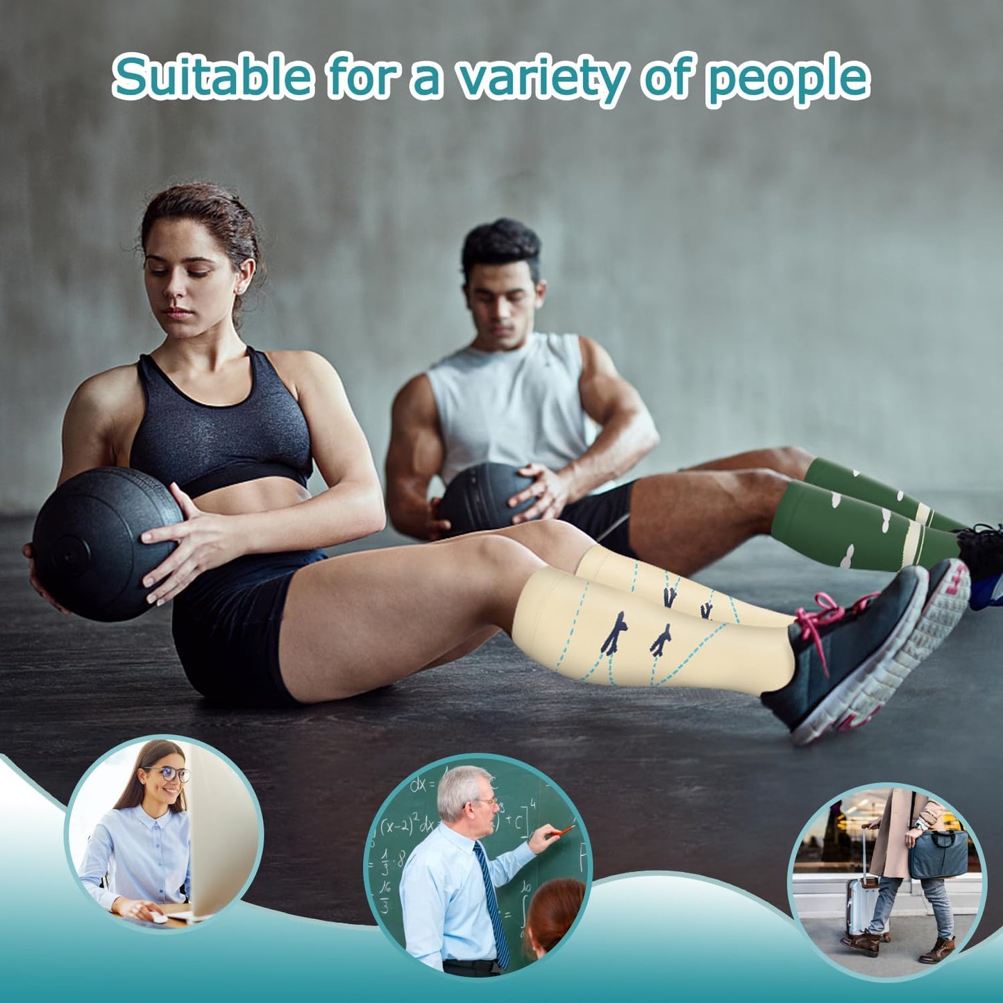 ACTINPUT 8 Pairs Compression Socks for Women & Men,Support Compression Stockings for Medical Running Athletic