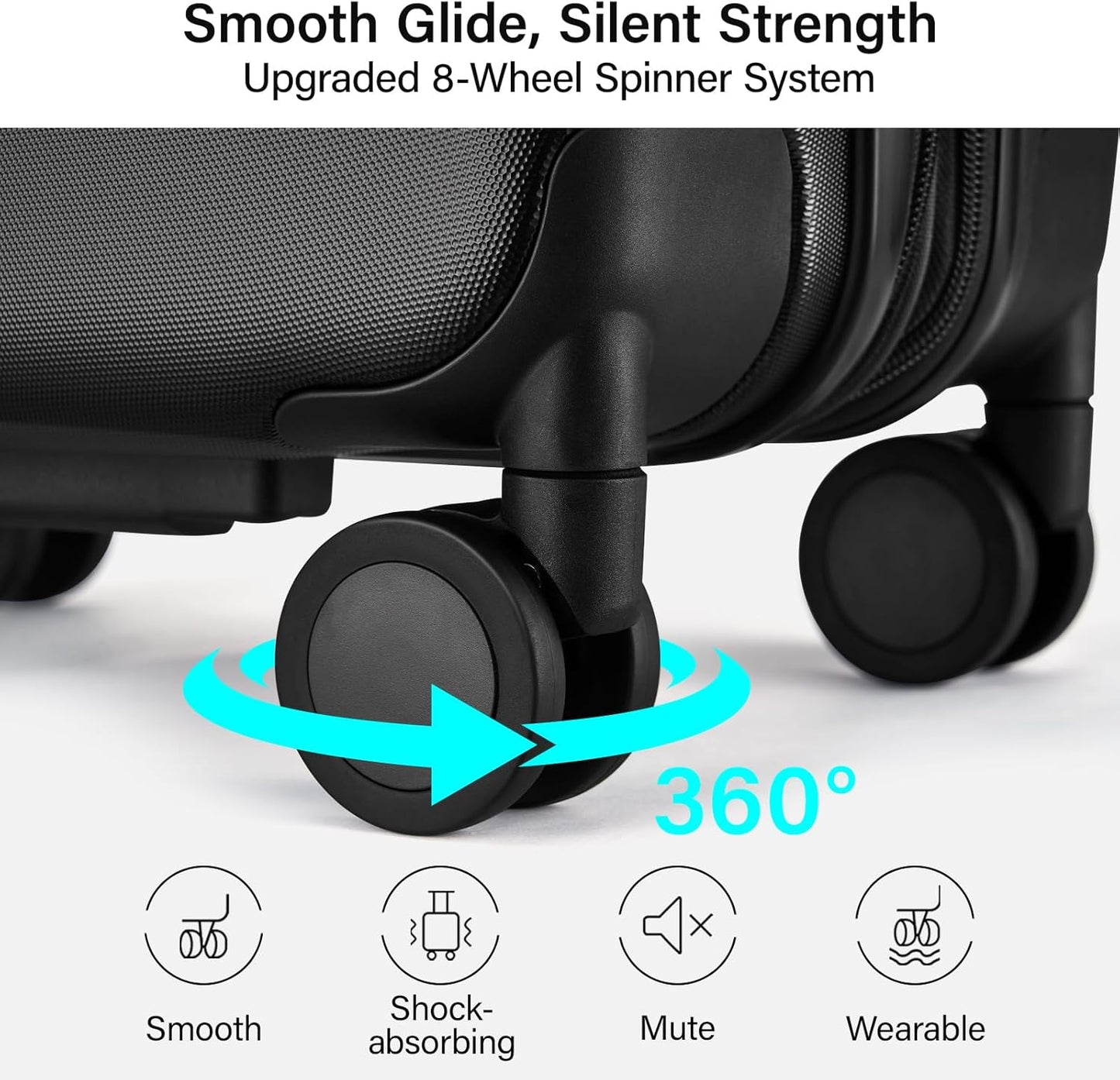 Hanke Expandable Luggage Sets 3 Piece with Spinner Wheels, 20/24/28" Hardside Carry On Luggage Large Suitcase, All-PC Hard Shell Luggage, TSA Lock, Lightweight Durable (Jet Black)