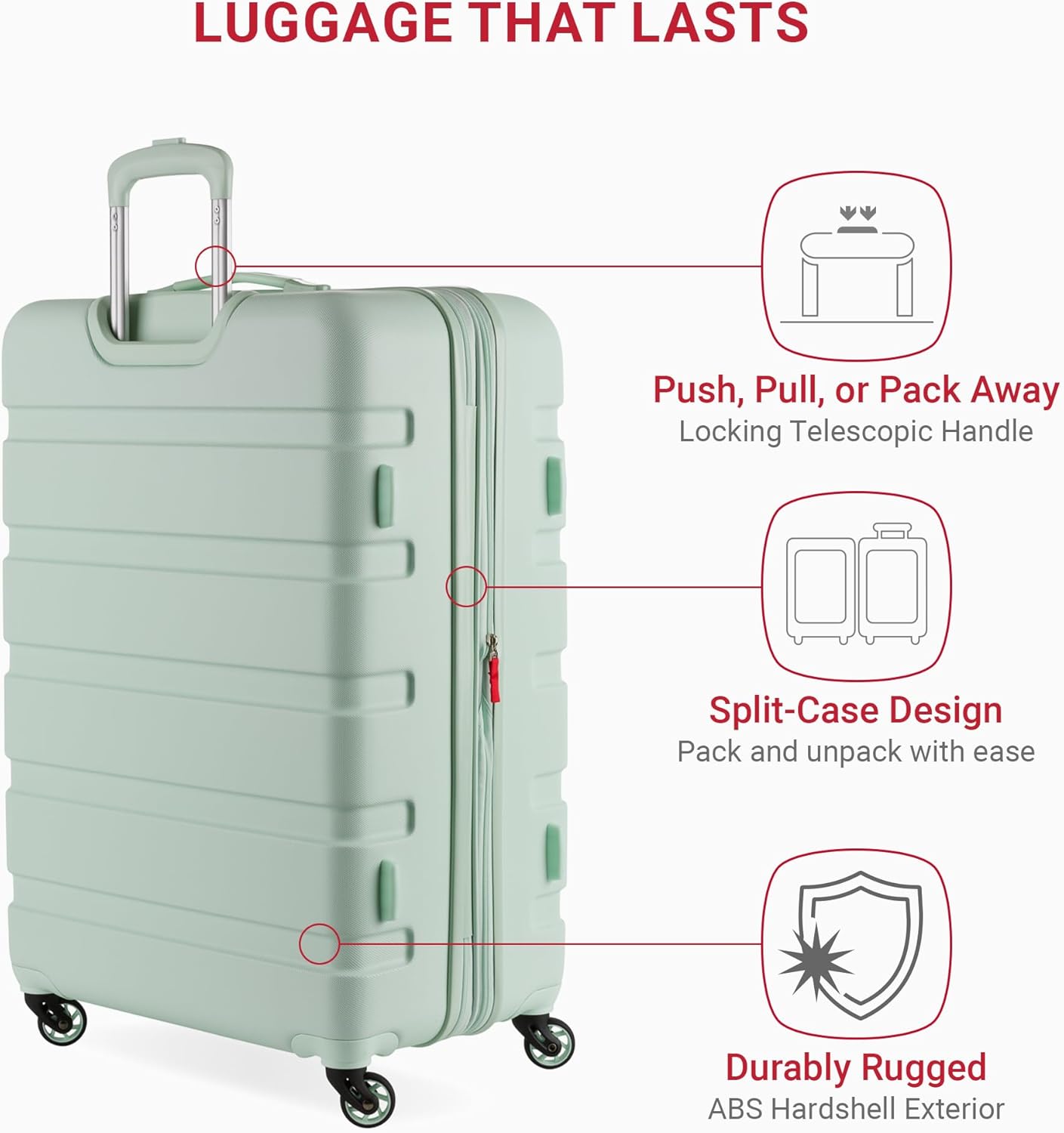 SwissGear 7366 Signature Hardside Expandable Luggage with Spinner Wheels, TSA Lock, Clearly Aqua, Checked-Large 27-Inch