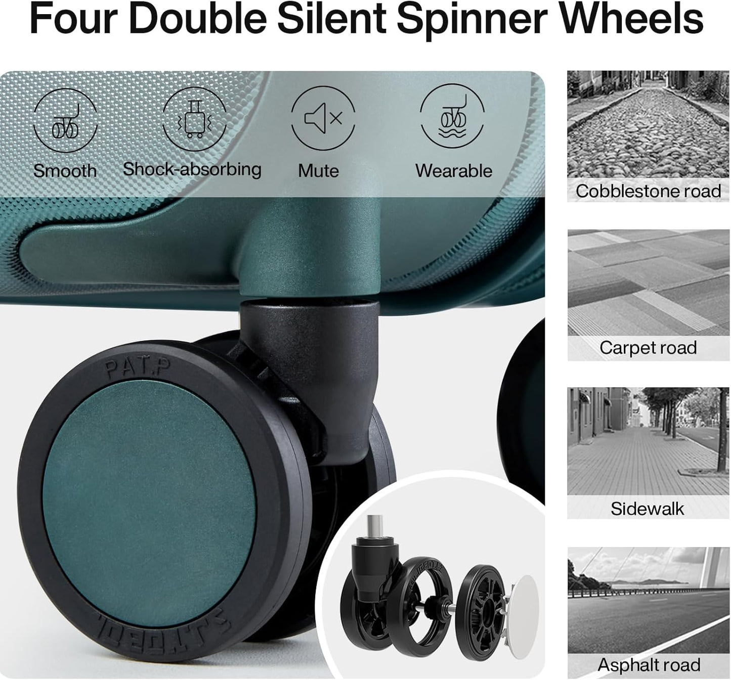 Hanke 28 Inch Luggage Large Suitcase with Spinner Wheels Tsa Luggage Suitcases Hard Case Luggage for Women Men Rolling Checked Suitcase (Blackish Green)