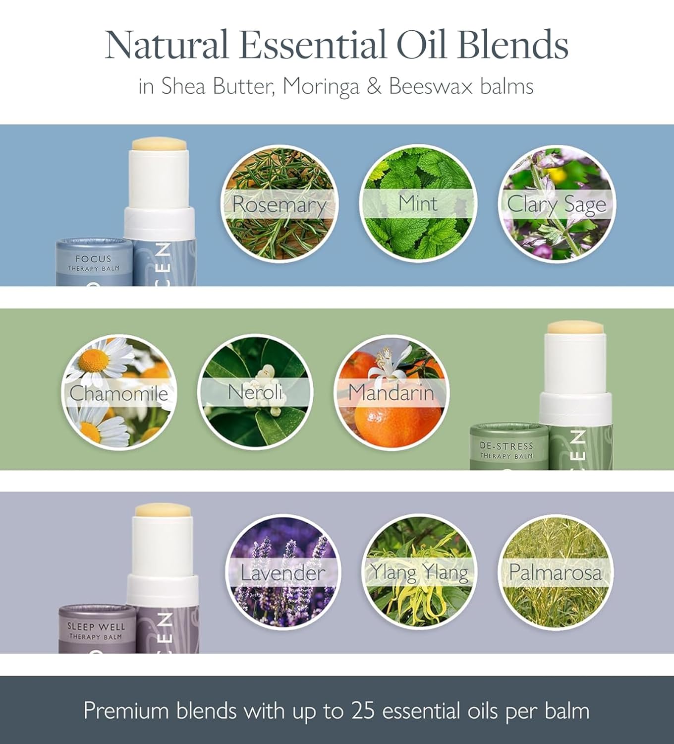 Scentered Aromatherapy Balm Gift Set - Calm & Confident - Pack of 3 Balms: Sleep Well, De-Stress, Focus - Rosemary, Cedarwood, Lavender Essential Oils - Aromatherapy Gifts for Women