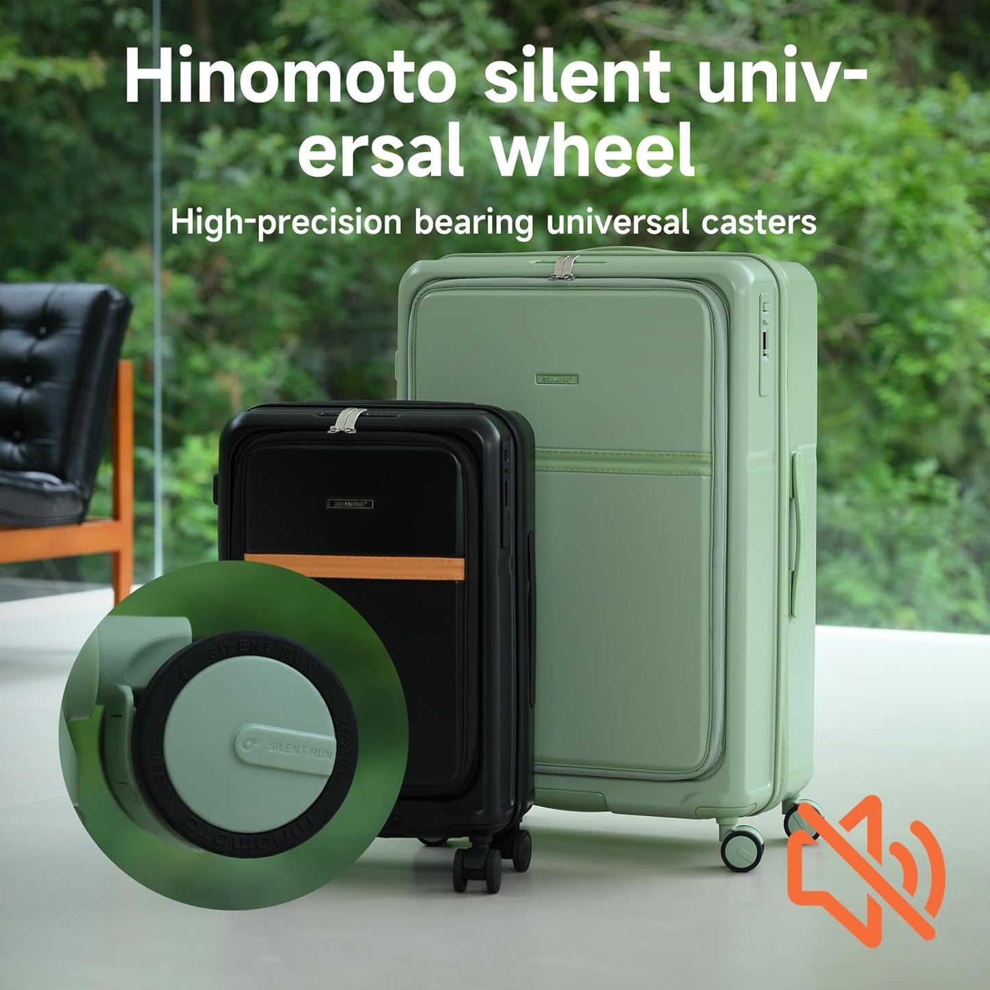 ROAMING Expandable 20 Inch Carry On Luggage with Mute Brake Wheels Airline Approved Hard Shell Suitcases with Front Pocket Top Opening Luggage with TSA Lock for Short Business Travel, Jade cyan