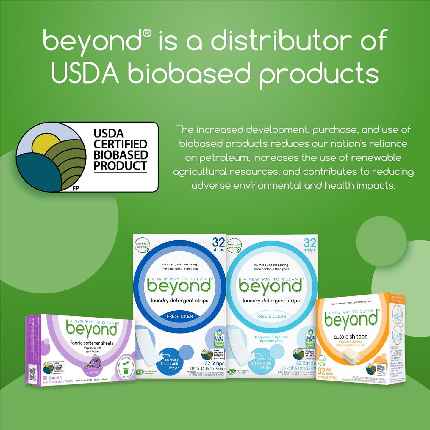 Beyond Laundry Detergent Strips [32 strips] - Fresh Linen - Eco-friendly, Hypoallergenic. Travel friendly. Dissolvable Strips.