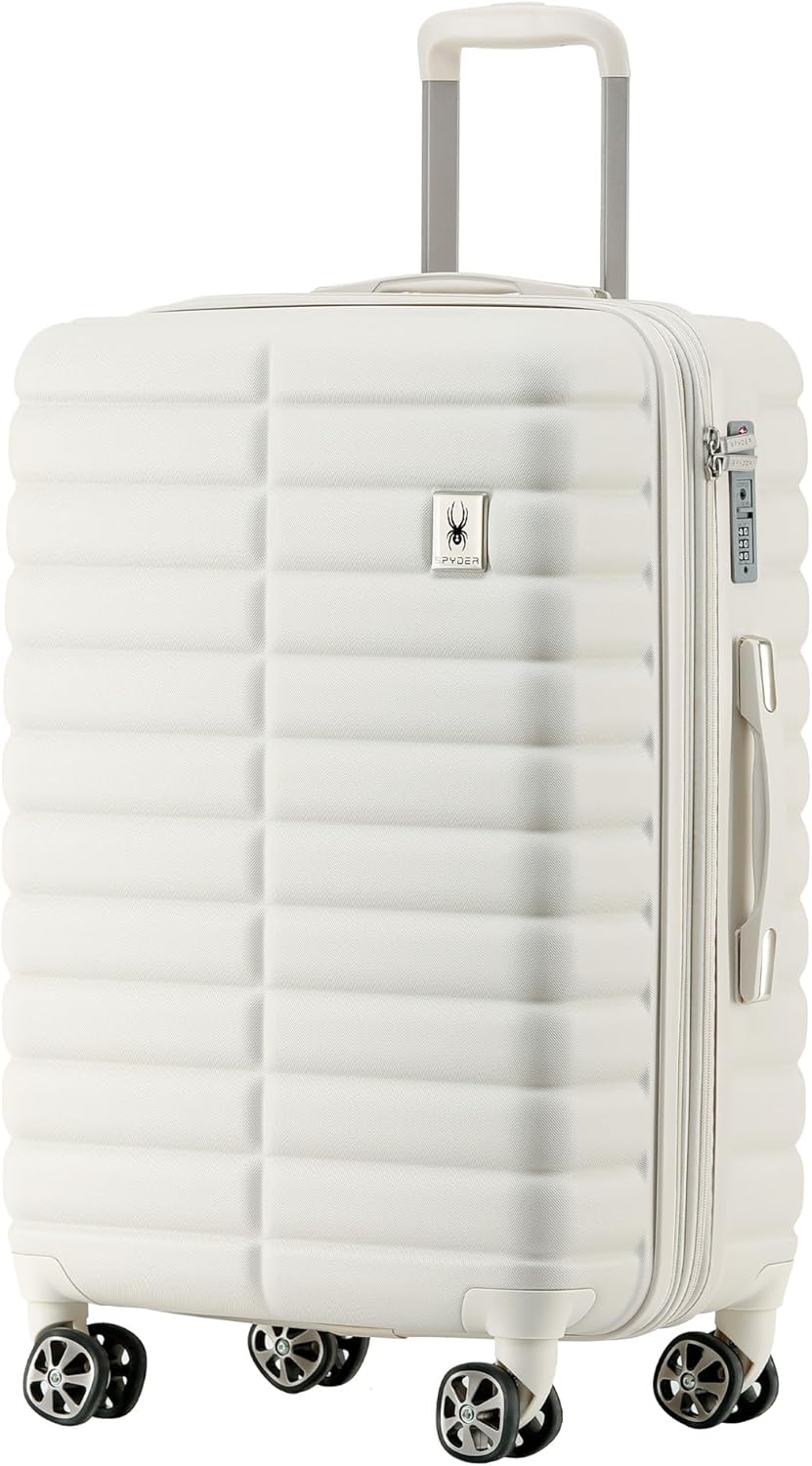 Spyder 25" Hardside Medium Checked Luggage, Durable Lightweight Hardshell Suitcase with 360° Spinner Wheels, Expandable for up to 20% More Space, TSA Approved Lock, Vanilla