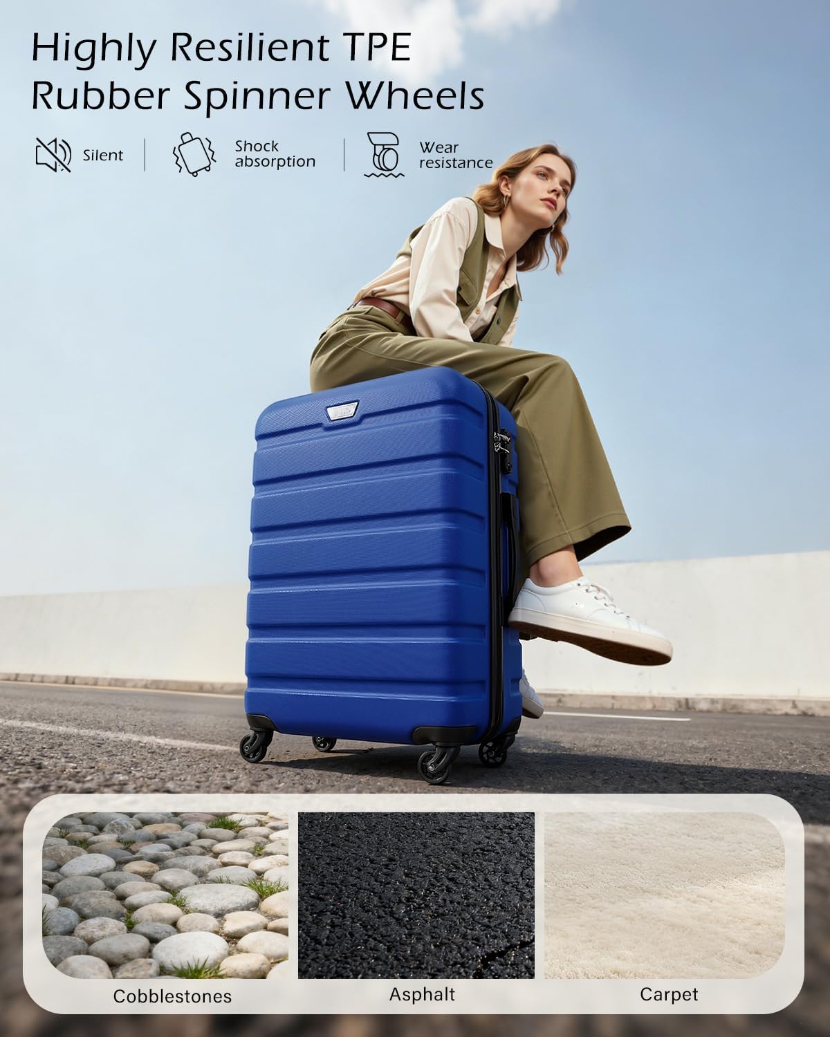 Coolife 3-Piece Lightweight Hardside Spinner Luggage Set with TSA Lock